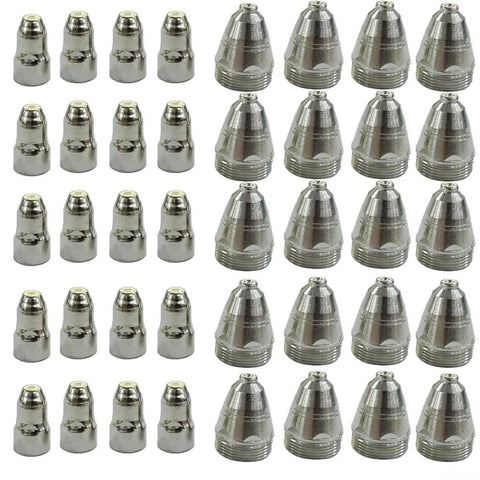 Premium Plasma Cutter Consumables Kit For P80 with Hafnium Electrodes and Copper Nozzles for precise cutting, multiple copper nozzles.