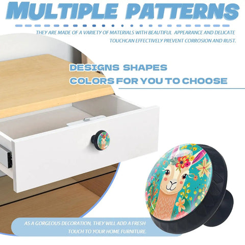Crystal Alpaca Floral Mushroom Cabinet Knobs Glass Drawer Pulls For Dope Home Decor Dressers Kitchens And Bathrooms