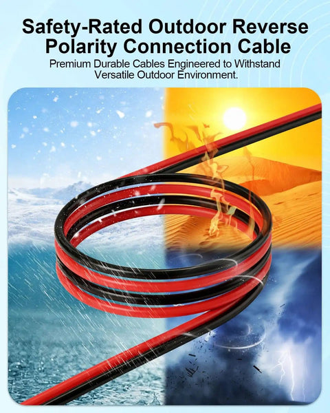 Coiled Solar Panel Connector To SAE Adapter Cable 1FT 10AWG With Fuse And Polarity Reversal, outdoor use illustration