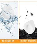 50 Pack White Silicone Door Hole Plugs in water and impact-resistant test, perfect for Entry Door Frames, fits 5/16 and 1/4 inch screw holes.