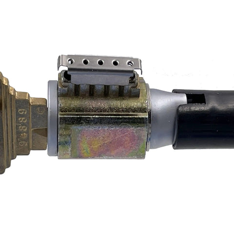 Close-up of a Schlage Type C 5-pin lock cylinder for Rekey All Your Locks To One Key With This Easy Pre Cut Key Kit