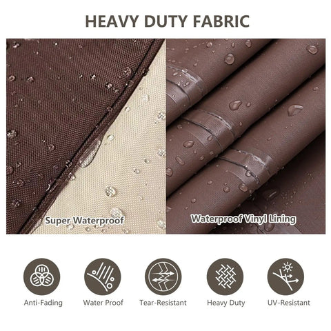 Outdoor Furniture Set Cover 4 Piece Heavy Duty 600D Waterproof Patio Covers beige and brown fabric with water droplets