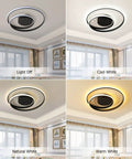 Sleek Modern Black Spiral Ceiling Light Round Flush Mount LED Fixture With Remote Control Dimmable Energy Saving 47W lit in various white tones