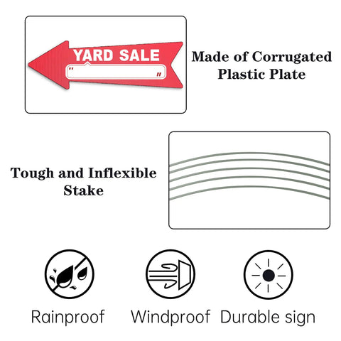 Red Arrow Yard Sale Signs With Stakes 16x5 Inches Double Sided Outdoor Estate Sale Signs For Business infographic