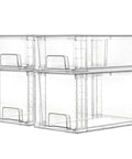 Clear Acrylic Stackable Storage Drawers 4 Pack Sleek Kitchen Cabinet Organizers Featuring Smooth Gliding Rails and No Sweat Setup, stacked view.