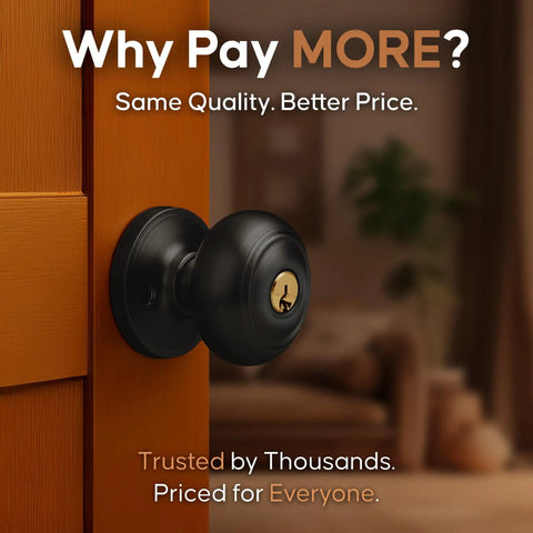 Matte Black Keyed Entry Door Knob Set With Lock And Privacy Turn Button For Interior And Exterior Doors ANSI Grade 3