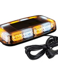 ASPL 48LED roof-top strobe light bar with magnetic base, amber/white LEDs, 12-24V, car power cord (front view)