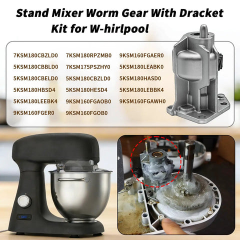 Stand Mixer Worm Gear And Bracket Kit Replacement For Whirlpool Maytag KitchenAid installation detail and models list