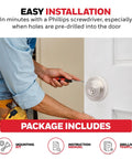 Single Cylinder Satin Nickel Deadbolt With ANSI Grade 3 Certified Security being installed on a white door with screwdriver