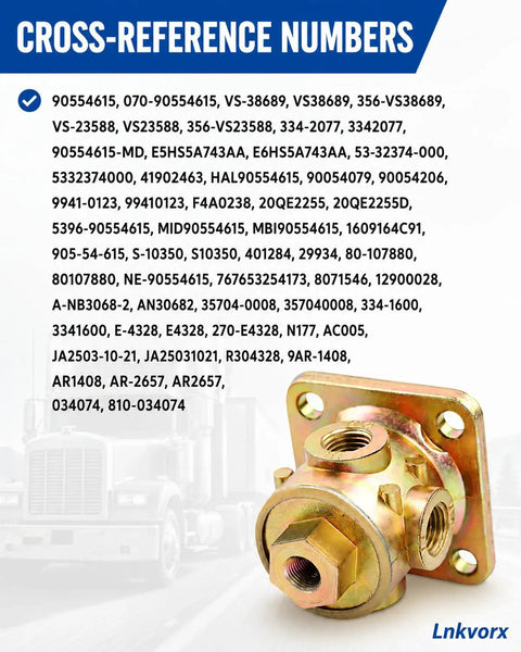 Heavy Duty 3 Way Pilot Valve For Air Ride Suspension Straight Bolt On Boss With Eighth And Quarter Npt Ports Built Damn Tough For Smoother Rig Operation And No Sweat Maintenance