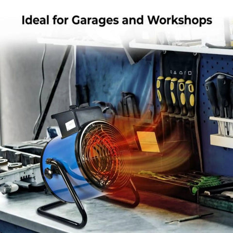 Heavy Duty 5000W 240V Industrial Space Heater For Garage Or Workshop On Workbench Next To Tools