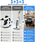 Ditch the hassle of buying two gadgets! This 2-In-1 Steam Cleaner Boasts Detachable Handheld And Mop Functionality For Fast 15 Second Heat Up.