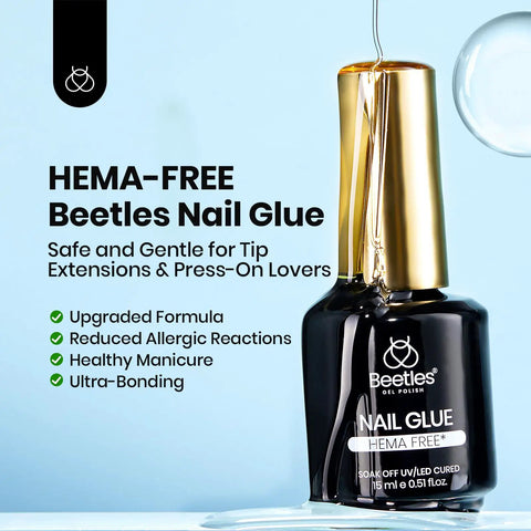 9 In 1 HEMA Free TPO Free Nail Glue Gel For Acrylic Tips And Clear Press On Nails Ultra Strong UV Nail Glue bottle close-up