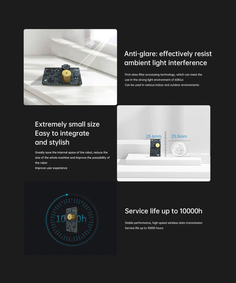 Solid State Lidar Sensor SSL-20L for indoor and outdoor obstacle avoidance, 24 Hz scan, 100° FoV, compact size shown on surface