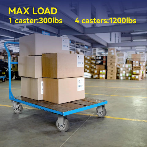 Heavy Duty 4 Inch Caster Wheels Set Of 4 With 1200 Lb Capacity for industrial cart loaded with boxes
