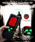 Hand holding 3 In 1 EMF Detector For Home And Office Use With Tri Color LCD And Audible Alerts Detects AC Magnetic Electric And Microwave EMF Fields Near Smart Meters And Cell Towers