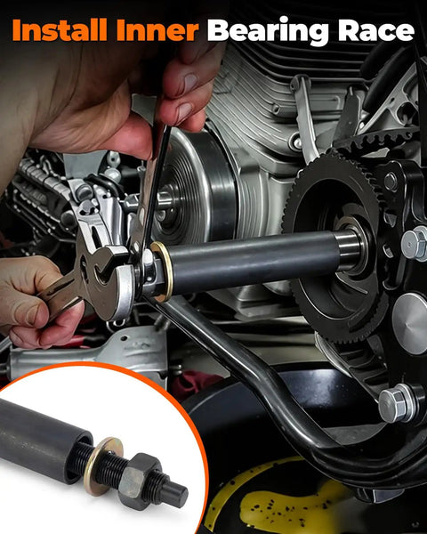 Using Harley Big Twin Transmission Mainshaft Inner Bearing Race Tool Puller And Installer Kit For 1984 To Present 5 And 6 Speed Transmissions