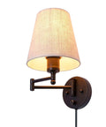 7 Inch Plug In Wall Sconce With Dimmable Stepless Brightness Fabric Linen Shade For Bedroom Reading Room And Hotel Ambience
