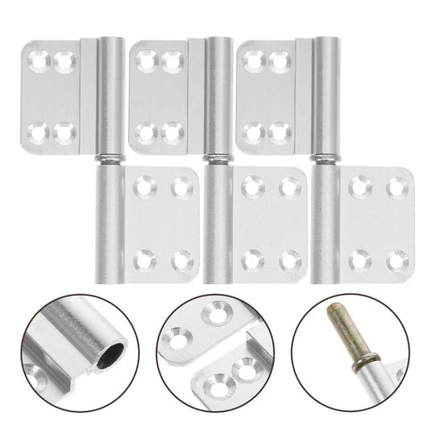 Six Piece Detachable Lift Off Hinges Set Heavy Duty Flag Hinges For Bathroom Cabinet Doors With 35mm Silver Pins