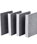 Volvo 4 Pack Cabin Air Filter With Activated Carbon For VN And VNL Series Trucks lined up showing carbon layers