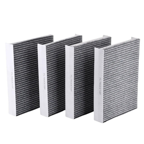 Volvo 4 Pack Cabin Air Filter With Activated Carbon For VN And VNL Series Trucks lined up showing carbon layers