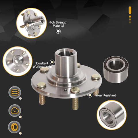 Front Wheel Hub Bearing Kit For Honda Civic 2012 2013 2014 2015 DX EX LX HF Hybrid 1.8L And 1.5L Not For 2.4L Si Or EX-L OE 44600-TR0-A00 NT510089 Premium Replacement For Smooth Ride And Quiet Operation showing components and material quality