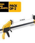 12 Inch Quick Grip Bar Clamps Set, 2 Pack For Woodworking And Metalworking, Heavy Duty 150 Lb Clamping Force, One Hand Trigger Release
