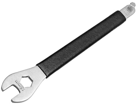 Metal spanner with black handle from the Everyday Ride Ready 21 Piece Bicycle Repair Tool Kit Set with Spoke Wrench Tire Levers.