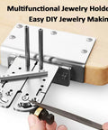 Stainless Steel Bench Vise For Jewelry Making And Metalworking lets you hold tools firmly while filing and shaping items.