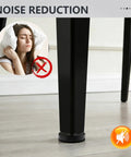 Fourteen Pack Furniture Leveling Feet Set With One Quarter Inch Thread shown reducing noise on table legs, black plastic base on wood floor