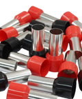 Wire Ferrules Kit For 1 AWG, 100 Pcs Black And Red, Tube Type Crimp Connectors For Electrical Wiring, Copper And PP Housing, Durable And Safe, Easy To Crimp, Great For Automotive And Home Wiring Projects. Red and black copper ferrules