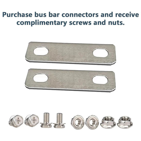 Top Shelf Heavy Duty Bus Bar Connectors With Two Point Two Inch Pitch Row Red Copper Terminal Blocks Nickel Plated For Battery Wiring Rig Ready Setup Includes Zero Hassle M6 Hardware with screws and nuts.