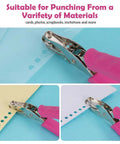 One Hole Punch With Soft Grip Handle For Paper One Quarter Inch Hole Punch Pink With Mess Tray Six Sheet Capacity punching paper