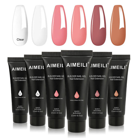 Hema-Free Poly Nail Extension Gel Kit With 6 Colors Pink Nude Clear A Cruelty-Free Vegan Friendly Builder Gel System