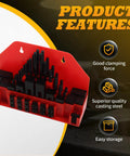 Heavy Duty 58-Piece T-Slot Clamp Kit With 1/2 And 3-8 Studs, featuring a red organizer for easy storage and superior quality steel components.