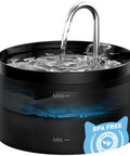 2L Pet Water Fountain For Cats And Dogs, Automatic Dispenser With Quiet Operation, No Fuss No Spill Design, Black with BPA Free Label
