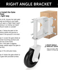 Built Like A Tank 4.3 Inch Spring Loaded Gate Caster Roller Wheel With Full 360 Swivel Action And Right Angle Mount Plate showing installation steps.