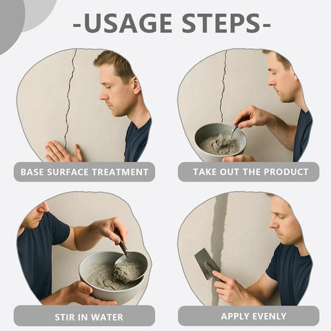Usage steps for Fast Drying Concrete Patch Repair For Cracks Holes And Spalls In Driveways Floors And Sidewalks Indoor And Outdoor Use Weatherproof And Long Lasting Easy Mix 16 Oz.