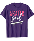 Girls Skateboarding Tee For Skater Girls Gift Idea Soft Cotton Black T Shirt With Classic Fit Durable Double Needle Hem Dope Skateboard Design For Everyday Wear with 'Skater Girl' text and skateboard graphic.