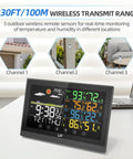 All In One Indoor Outdoor Weather Station With Three Wireless Sensors, Color Display, Digital Atomic Clock, 330 Feet Sensor Range shown
