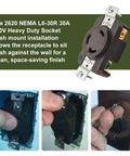 Rock Solid Heavy Duty 30 Amp Flush Mount Locking Receptacle Featuring Nema L630R Twist Lock Plug Socket installation process images