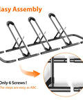 Bike Floor Storage Rack For Garage And Outdoor Parking, Sturdy Steel Stand With 3 Slot Wheel Holders in assembly process