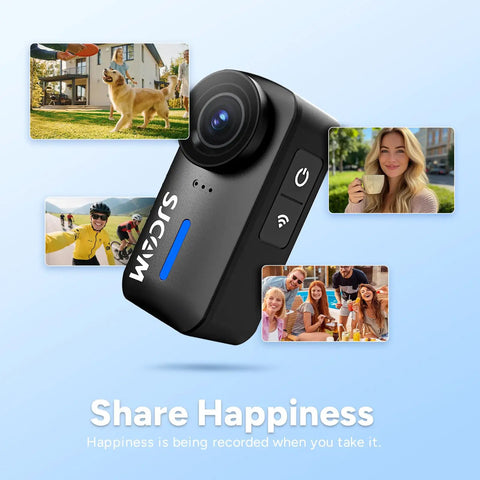 4K Mini POV Action Camera With 170 Degree Ultra Wide Lens 6 Axis Stabilization Waterproof Wearable Helmet Mount with family photos