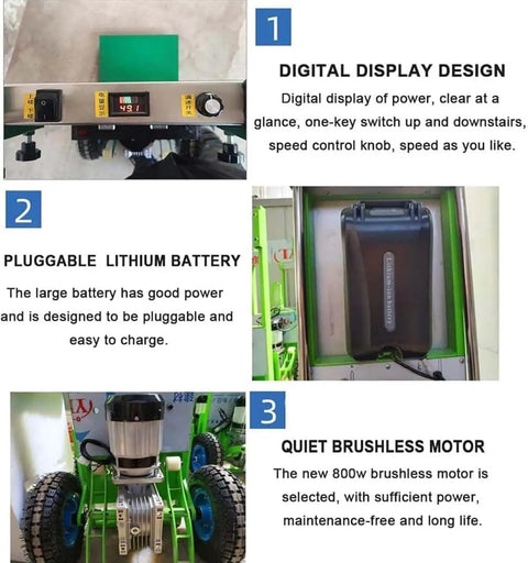 Digital display of Heavy Duty Electric Sack Truck Stair Climber With 400kg Load Capacity showing power and speed control.