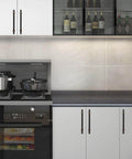 Six Pack 10 Inch Cabinet Pulls Knurled Matte Black And Champagne Bronze Aluminum And Zinc Alloy Drawer Handles on kitchen cabinets.
