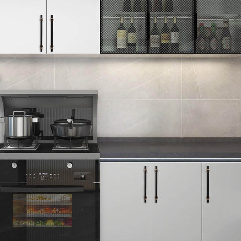 Six Pack 10 Inch Cabinet Pulls Knurled Matte Black And Champagne Bronze Aluminum And Zinc Alloy Drawer Handles on kitchen cabinets.