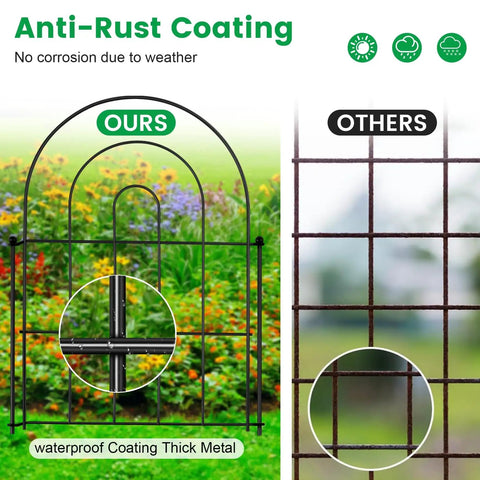 Image of 18 Pack Decorative Garden Fence Animal Barrier 17 Inch High 18 Foot Long Border For Flowers And Rabbits Garden Fencing, rustproof metal comparison