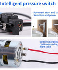 Close-up of 12V DC Fresh Water Pump With 2 Hose Clamps For Marine And Lawn Use Self Priming Sprayer Pump 85 PSI Adjustable High Pressure Diaphragm Pump 4.5 L Per Min Flow Durable PPS Construction showing intelligent pressure switch and soldered wires.