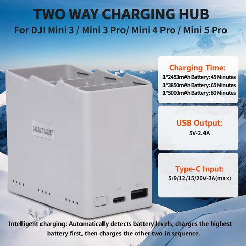 Smart Two Way Charging Hub For Mini Drone Series Pro Models BiDirectional Battery Charger With Quick Dual Channel Power