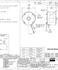 Technical drawing of PSC Motor One Sixth Horsepower 1075 RPM 208 to 230V TEAO Direct Drive Fan Motor showing dimensions and specs